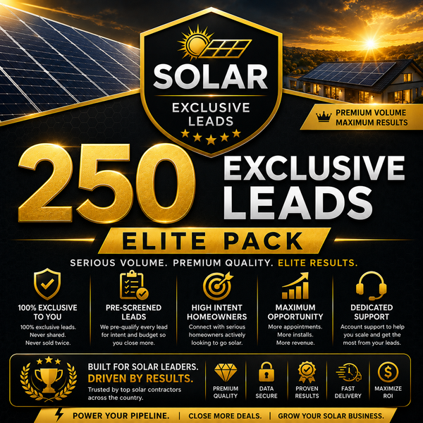 Solar - 250 Exclusive Leads - Elite Pack